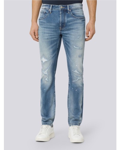 Men's Modern Straight V57 Kaihara Distressed Indigo Jeans