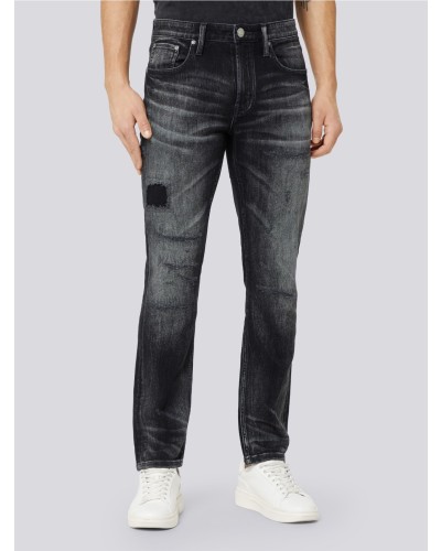 Men's Regular Taper V57 Orta Distress Charcoal Black Jeans
