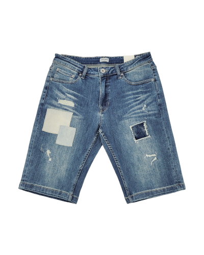 Mens V57 Patchwork Vintage Wash Denim Shorts