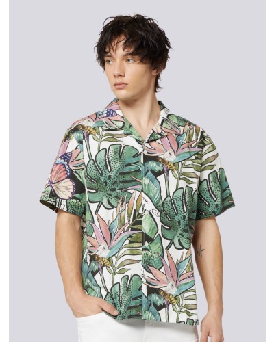 Mens Loose Fit Tropical Butterfly Aop Hawaii Shirt